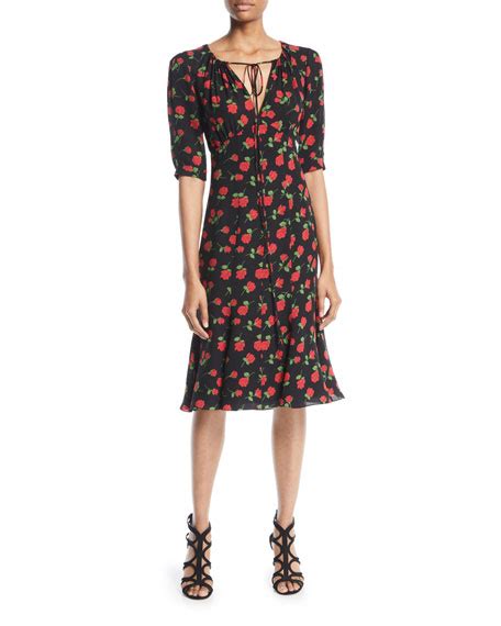 celine v neck dress in silk georgette|Women's V.